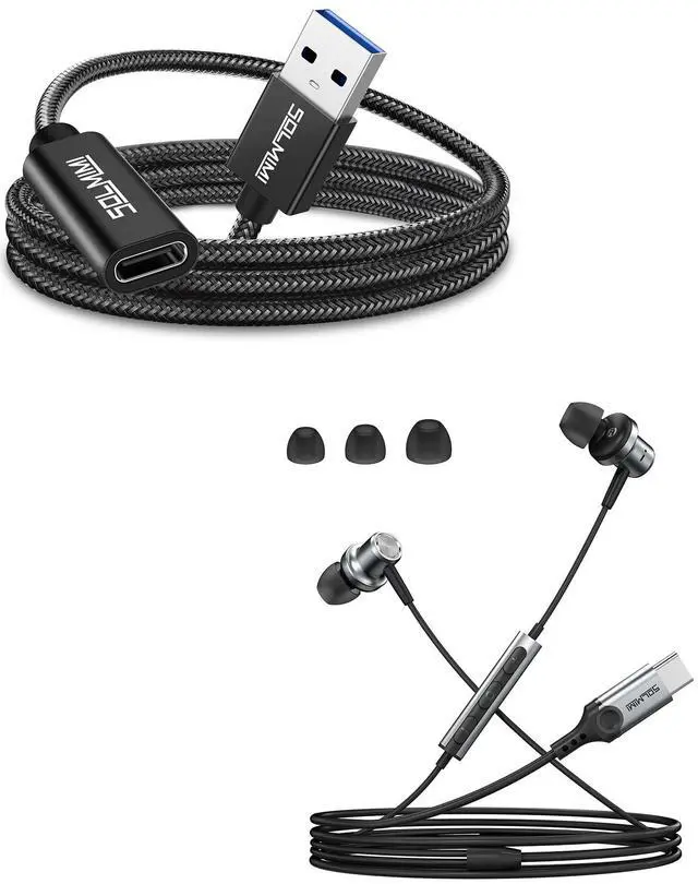 Main image of SOLMIMI USB C Female to USB Male Adapter 4FT and USB C Wired Headphone