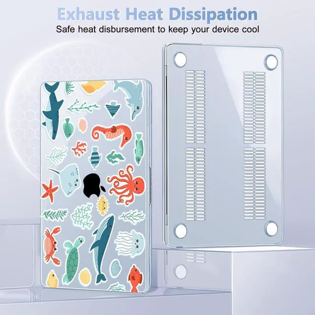 Alt view image 4 of 5 - May Chen for M4 MacBook Air 13.6 Inch Case 2025 2024 2023 2022 Release Models: A3240 A3113 M3 A2681 M2, Plastic Hard Shell Case for MacBook Air 13.6" with Retina Display Fits Touch ID, ute sea Life