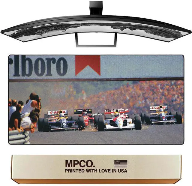 Main image of MPCO. Racing Series Large Gaming Mouse Pad -36" x 17" Duraglyde Fabric Hungarian GP, 91 Gaming Desk Mats - Non-Slip, Washable, Mat for Computer Desk, Smooth Glide for Precision Gaming & Work