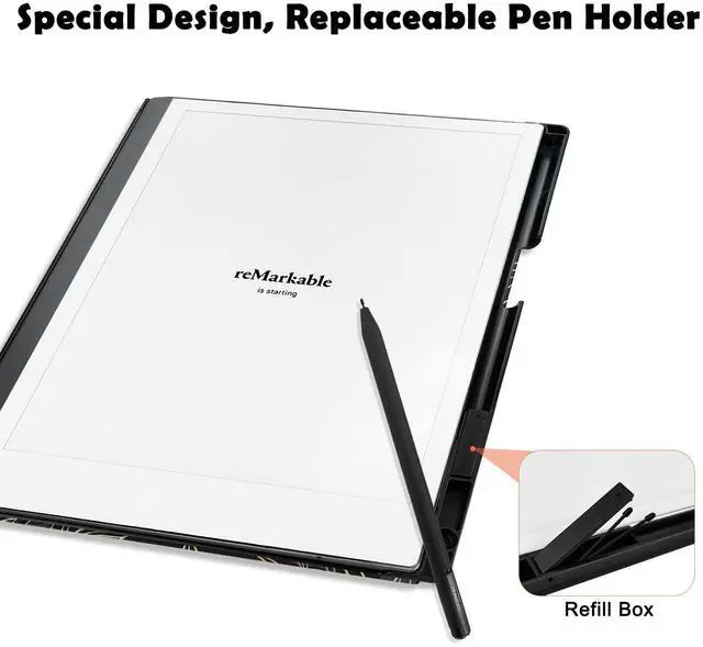 Alt view image 4 of 5 - Aippdo Case for Remarkable 2 Paper Tablet 10.3" 2020 Released,Lightweight and Hard Back Shell Protective Book Folio Cover with Built-in Pen Holder,Comes with Remarkable 2 Pen Tips.