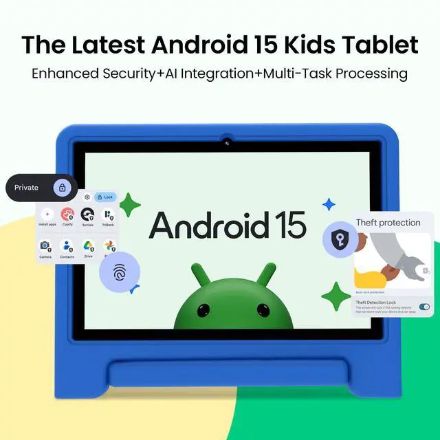 Alt view image 2 of 5 - 2025 Kids Tablet, 10.1 Inch Android 15 Tablet for Kids, 8+64GB Storage (1TB Expand), Octa-Core, WiFi 6, Pre-Installed Educational Apps, Parental Control, with EVA Protective Case, Eye Protection Mode