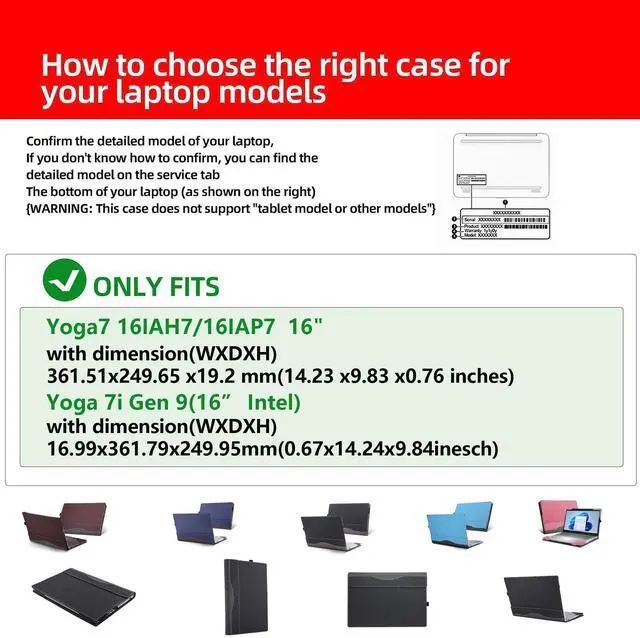 Alt view image 4 of 5 - Laptop Case for 2023 Yoga 7i 16"|Yoga 7 16IRL8 /16IAH7/16IAP7 /16AHP9/16IM9 2-in-1 Laptop Detachable Case (Blue)