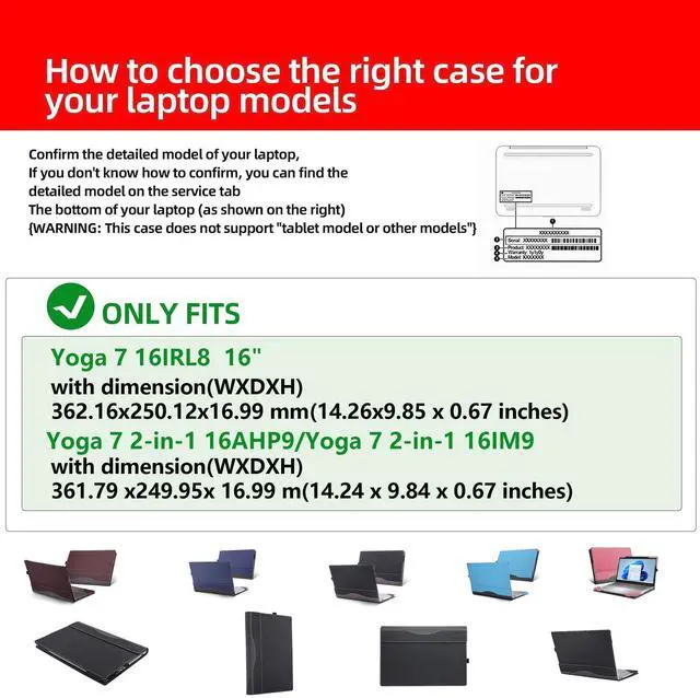 Alt view image 5 of 5 - Laptop Case for 2023 Yoga 7i 16"|Yoga 7 16IRL8 /16IAH7/16IAP7 /16AHP9/16IM9 2-in-1 Laptop Detachable Case (Blue)