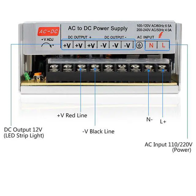 Alt view image 4 of 5 - SUPERNIGHT 12V 30A Switching Power Supply, 110-240 Volt AC to DC 360W Universal Regulated Switching Transformer Adapter Driver for 3D Printer, CCTV, Radio, LED Strip Lights,Computer Project