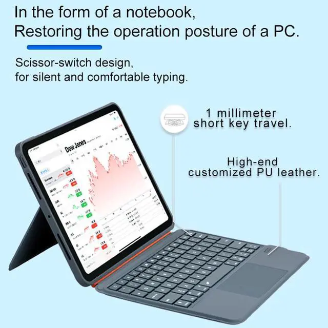 Alt view image 4 of 5 - Detachable Keyboard Case for iPad 11th/10th Generation, Bluetooth Backlit Trackpad Keyboard Slim Cover for iPad Air 11-inch M3 2025/M2 & iPad Pro 11 (1st/2nd/3rd/4th) & iPad Air 5/4,Grey