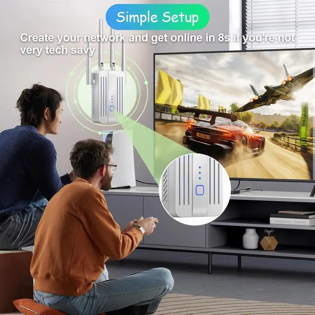 Alt view image 3 of 5 - WiFi Extender Signal Booster for Home: Internet Repeater Long Range Covers Up to 45+ Devices and 8470 Sq.ft for Apartment Basement Office House (White, XL)