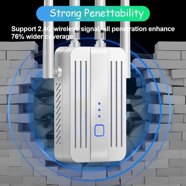 Alt view image 4 of 5 - WiFi Extender Signal Booster for Home: Internet Repeater Long Range Covers Up to 45+ Devices and 8470 Sq.ft for Apartment Basement Office House (White, XL)
