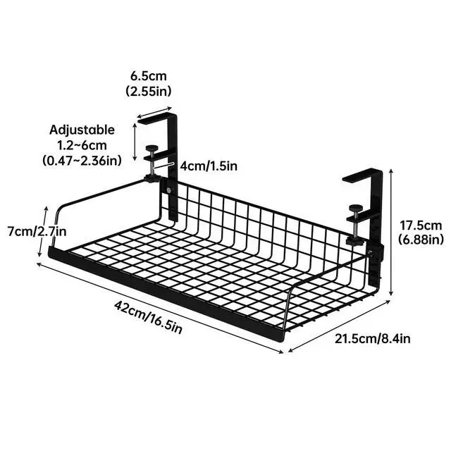 Alt view image 2 of 5 - Under Desk Cable Management Tray -No Drilling Cord Organizer for Desk Cable Management and Office Supplies Wire Organizer Under Table (Black, Extra Large)