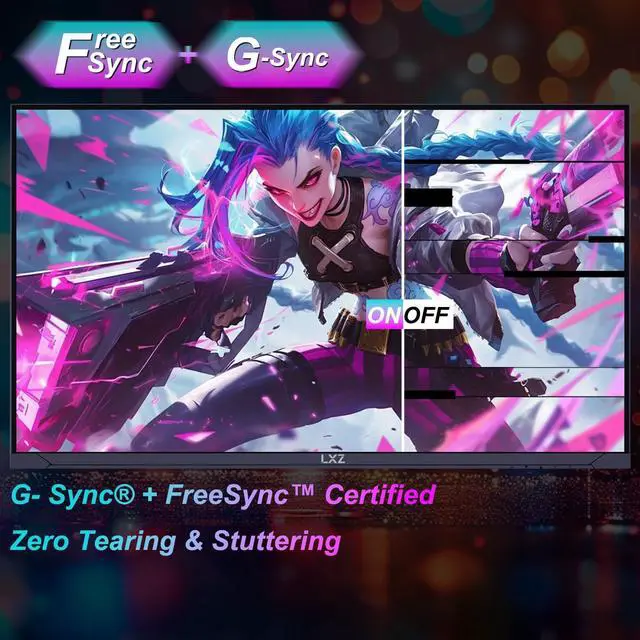 Alt view image 5 of 5 - LXZ Gaming Monitor 27 inch, 144hz Monitor 3840 * 2160P, IPS Display, Eye Care, DP/HDMI, Wall Mount Compatible - Black