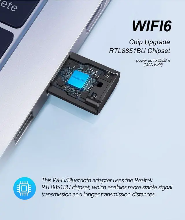 Alt view image 3 of 5 - USB WiFi 6 & Bluetooth 5.3 Adapter for Desktop PC,AX900Mbps Dual Band 5/2.4Ghz Wireless Network Adapter Built-in Driver for PC/Laptop/Desktop 4dBi Antenna Compatible with Windows 10/11