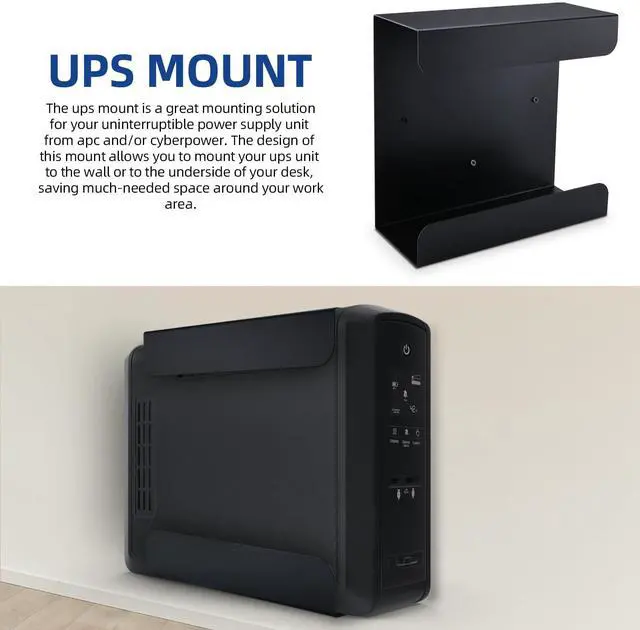 Alt view image 2 of 5 - Patioer UPS Mount, Wall Mount Metal Rack for Uninterruptible Power Supply, Compatible with APC, CyberPower & GOLDENMATE (10.6" H x 4.3" W x 11" D)