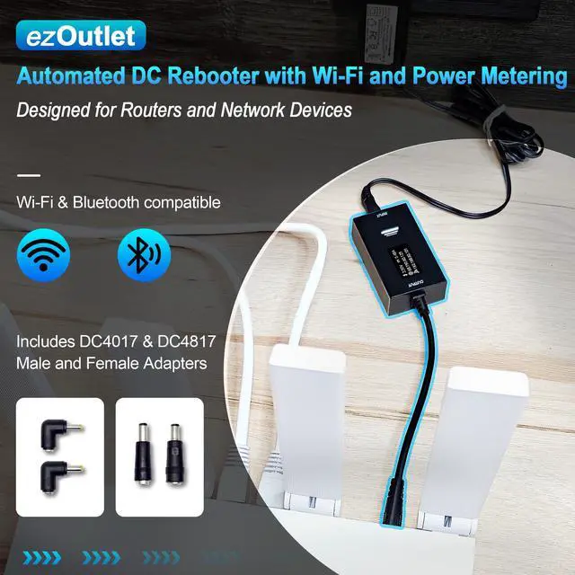 Alt view image 2 of 5 - Wi-Fi IP Enabled Remote DC Power Switch (DC5521 Plug) with Auto Reboot, Integrated Power Metering, Manage via Free APP & Cloud (Scalable). Ideal for Homes & Small Offices.