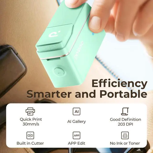 Alt view image 3 of 5 - POLONO Label Maker Machine with Tape, P31S Bluetooth Label Printer, Mini Label Maker with Multiple Templates for School Office Home Organization, Wireless Portable Thermal Printer for Storage, Cyan