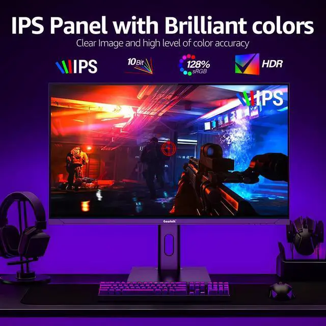 Alt view image 5 of 5 - Gawfolk 27 Inch 4K Gaming Monitor IPS, UHD 3840 x 2160p 144Hz PC Computer Monitors IPS Screen for Home & Office, HDMI, DisplayPort, Wall Mount Compatible