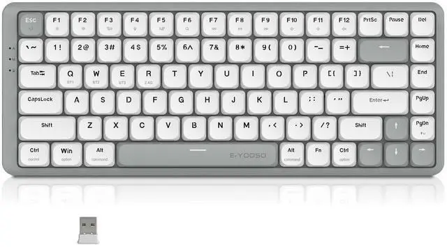 Main image of E-YOOSO HUO JI 84 Keys Ultra-Slim Wireless Bluetooth/USB Wired Mechanical Keyboard with White LED Backlit, Low-Profile G Mechanical Red Switch Compatible with Mac Windows