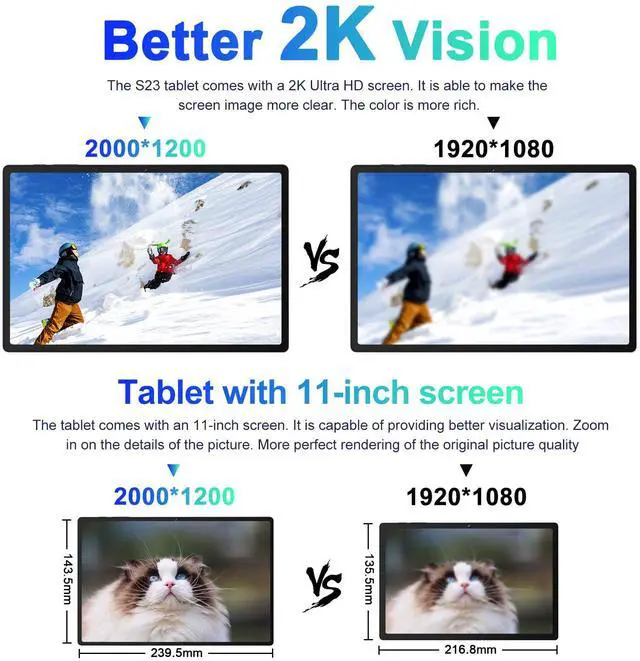 Alt view image 3 of 5 - 2025 Tablet 11 Inch Screen 2K Tablet Octa-Core 2.0 GHz,16GB RAM+256GB ROM+TF 1TB /2000 * 1200 Pixel/8MP+20MP+2MP Macro/10000 mAh/5G WiFi Metal Cover with Mouse Keyboard Brown