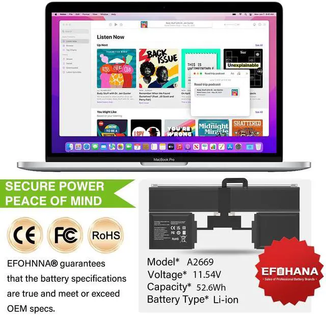 Alt view image 2 of 5 - A2669 A2681 Laptop Battery 52.6Wh Replacement for MacBook AIR 13" M2 2022 A2681 (EMC 4074) 661-26150 MLY23LL/A MLXX3LL/A MLXW3LL/A MLY33LL/A MLY43LL/A Series 11.54V