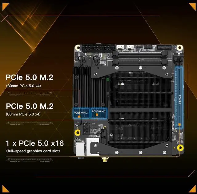 Alt view image 5 of 5 - MINISFORUM Motherboard BD795i SE, AMD Ryzen 9 7945HX, 16 C/32 T,PCIe 5.0 x16 Slot, Dual PCIe4.0 M.2 Mini ITX NAS Motherboard, Support DDR5,8K Triple Output(HDMI/DP/USB-C), RJ45 2.5G,USB 3.2
