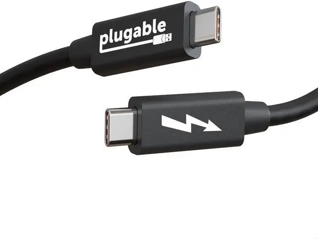 Main image of Plugable Windows Transfer Cable 6.6ft (2m), Thunderbolt 10Gbps, Bundled with Bravura Software for Windows PC to PC Migration - Unlimited Uses. Works Between Thunderbolt, USB4 PCs