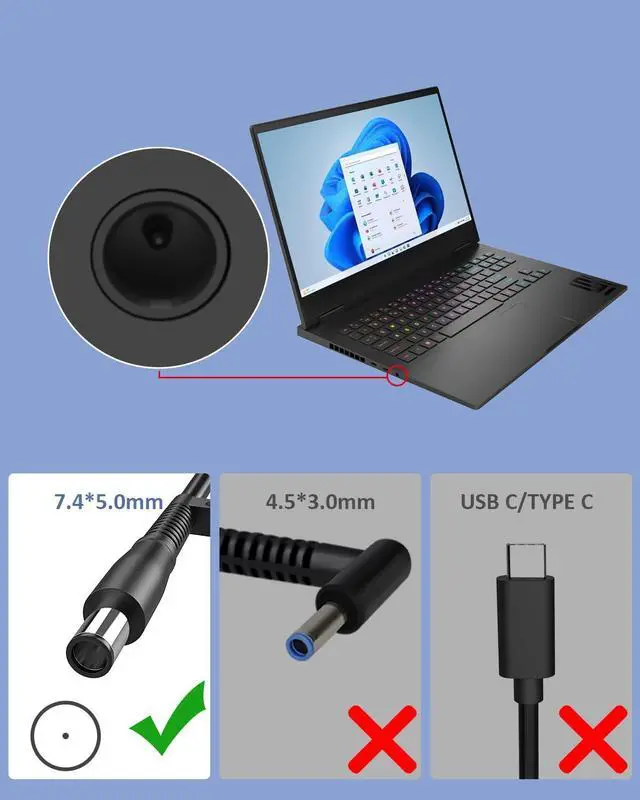 Alt view image 5 of 5 - 230W Laptop Charger 19.5V 11.8A for HP Omen X 2S 15, Z2 Mini G4, Thunderbolt Dock G2 2UK38AA Zbook 15 17 G2 TPN-LA10 925141-850 AC Adapter Power Supply Cord 7.4 * 5.0mm