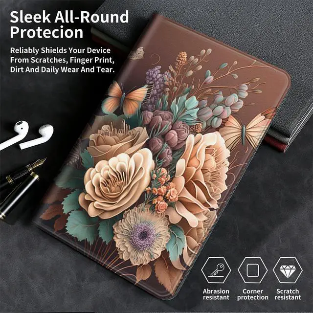 Alt view image 4 of 5 - Case for Kindle Paperwhite 12th Generation & Kindle Colorsoft Signature Edition 2024 7 inch Lightweight Smart Case Adjustable Stand Protective Cover with Auto Wake/Sleep - Butterfly Floral Flower