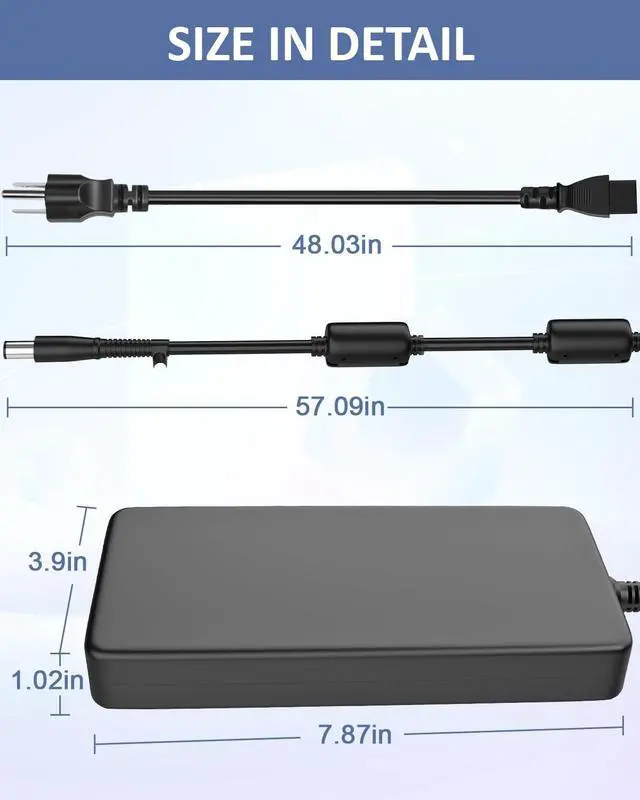 Alt view image 4 of 5 - 230W Laptop Charger 19.5V 11.8A for HP Omen X 2S 15, Z2 Mini G4, Thunderbolt Dock G2 2UK38AA Zbook 15 17 G2 TPN-LA10 925141-850 AC Adapter Power Supply Cord 7.4 * 5.0mm