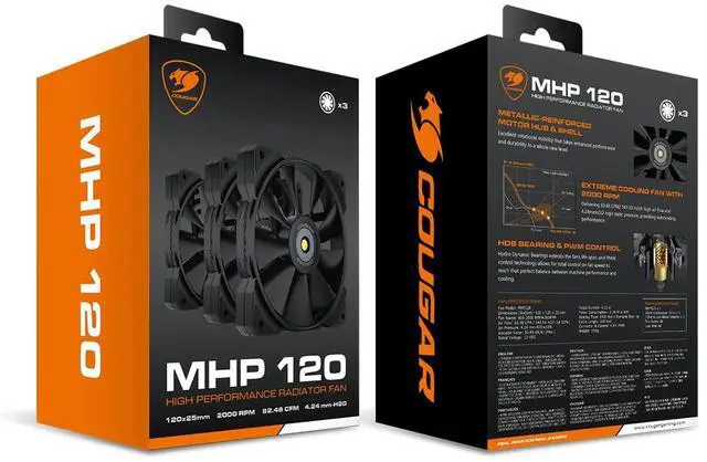 Alt view image 5 of 5 - COUGAR MHP 120 (3-Fan Pack) High Performance Radiator Fan with Metallic-Reinforced Motor Hub & Metallic Bearing Shell Design