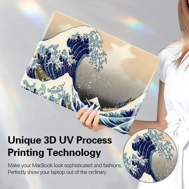 Alt view image 2 of 5 - Funut Compatible with MacBook Pro 15 inch Case, Ultra Slim Protective Cover, Colorful Lightweight Rubberized Case Hard Plastic for Pro 15 inch A1398 (Sea Wave)