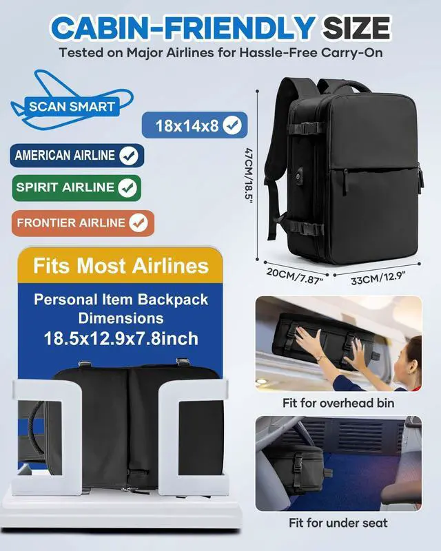 Alt view image 5 of 5 - Vacuum Seal Travel Backpack with Air Pump Compression Vacpack Waterproof Carry On Backpack for Travel Women men with Vacuum System Laptop Airlines Approved Daypack Space Saver Bags Black