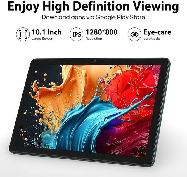 Alt view image 4 of 5 - xiskt Android Tablet 10.1 inch Android 14 Tablet, 8(4+4) GB&128GB Storage(Expand to 512GB),Dual 13MP+5MP Camera, 6800mAh, WiFi, Bluetooth 5.0, GPS, Type C Fast Charging