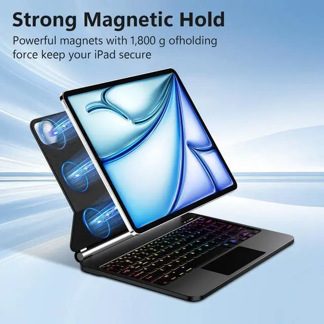 Alt view image 3 of 5 - for iPad (A16) 11th &10th Generation Case with Keyboard  Magic-Style Magnetic Keyboard Case for iPad 11 inch 2025&10th Gen 10.9 inch, Multi-Touch Trackpad - Backlit - Floating Cantilever Stand