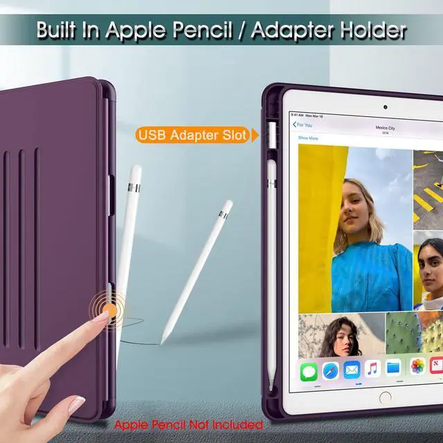 Alt view image 4 of 5 - Fintie Magnetic Stand Case for iPad Air 10.5" (3rd Generation) 2019 / iPad Pro 10.5" 2017, Multi-Angle Viewing Rugged Soft TPU Back Cover with Pencil Holder, Auto Wake/Sleep, Purple