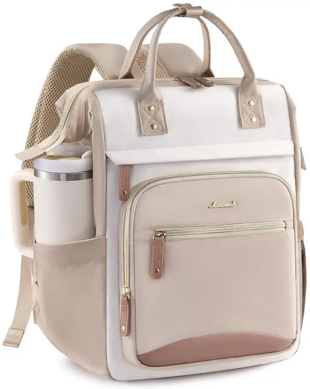 Main image of LOVEVOOK Laptop Backpack for Women Work Bag with Large Capacity Cup Side Pocket, 15.6 Inch Waterproof Computer Backpacks Purse, College Bookbag for School, Business, Teacher, Travel