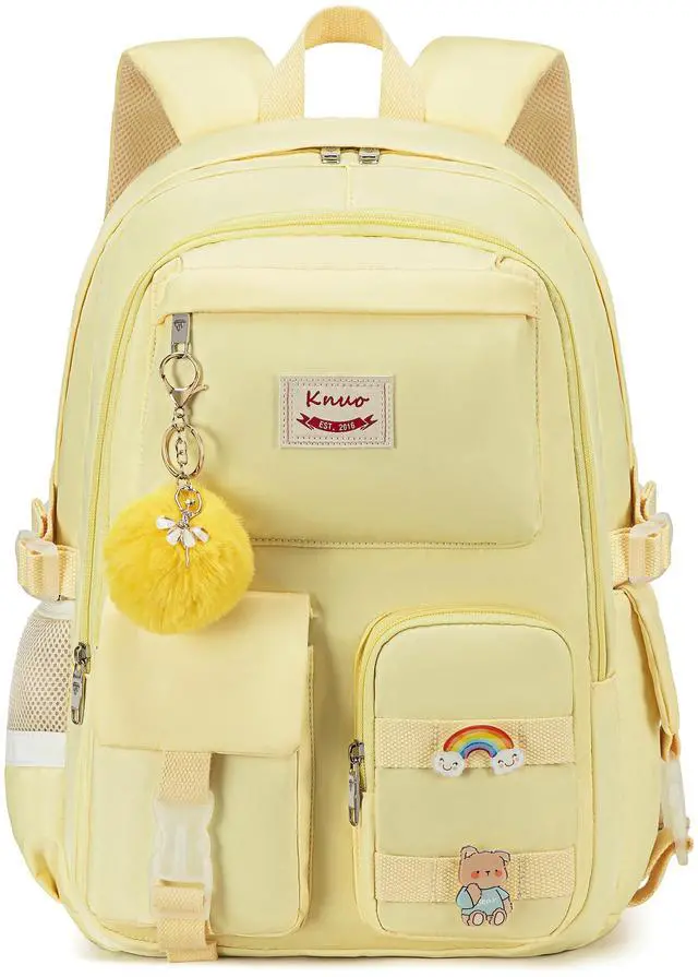 Main image of KIDNUO Backpack for girls Laptop Backpacks 15.6 Inch College Cute Bookbag Anti Theft Primary Elementary School Bag Casual Daypack for Teens Girls Women Students Yellow