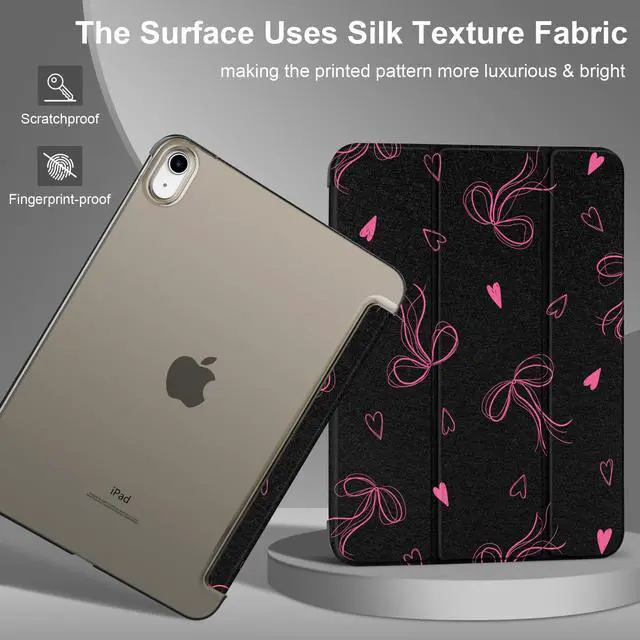 Alt view image 2 of 5 - MEEgoodo for iPad A16 11th Generation Case 2025 11 inch, Tablet Cases for iPad 10th Generation 2022, Tablet Cover with Silk Texture & PC Clear Back Cover, Ribbons Bow