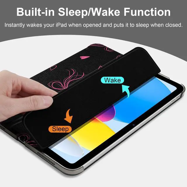 Alt view image 4 of 5 - MEEgoodo for iPad A16 11th Generation Case 2025 11 inch, Tablet Cases for iPad 10th Generation 2022, Tablet Cover with Silk Texture & PC Clear Back Cover, Ribbons Bow