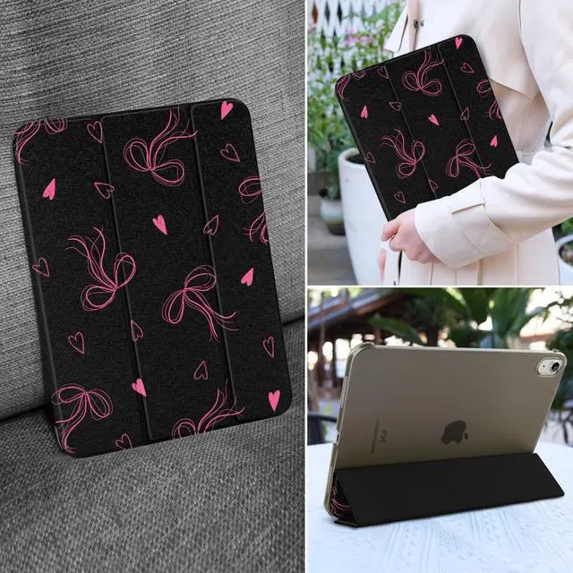 Alt view image 5 of 5 - MEEgoodo for iPad A16 11th Generation Case 2025 11 inch, Tablet Cases for iPad 10th Generation 2022, Tablet Cover with Silk Texture & PC Clear Back Cover, Ribbons Bow