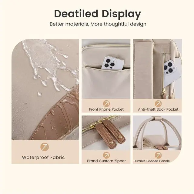 Alt view image 4 of 5 - LOVEVOOK Laptop Backpack for Women Work Bag with Large Capacity Cup Side Pocket, 15.6 Inch Waterproof Computer Backpacks Purse, College Bookbag for School, Business, Teacher, Travel