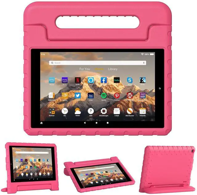 Main image of Thoreta for Amazon Fire hd 10 Tablet case Kids 5th/7th/9th Generation 2015/2017/2019 Released, Shockproof Lightweight Protective Cover with Portable Handle Stand for Boys Girls, Rosered