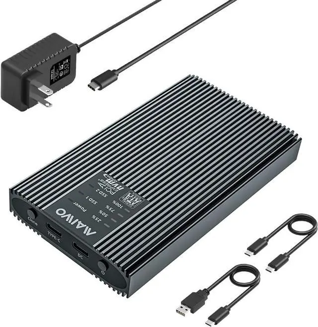 Main image of MAIWO NVMe SATA Duplicator Enclosure, M.2 SSD to USB 10Gbps Dual Bay Cloner Enclosure, Support Offline Clone Copy Function (K2022CL)