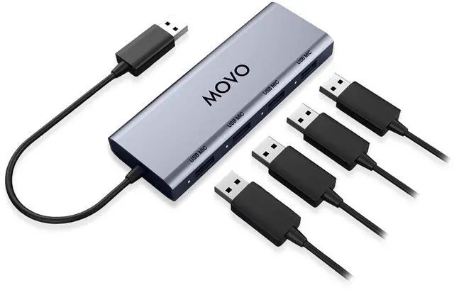 Main image of Movo UMX-1 USB Microphone Hub  4-Port Powered USB Interface for Podcasting & Streaming Mics  Low-Noise, High-Speed