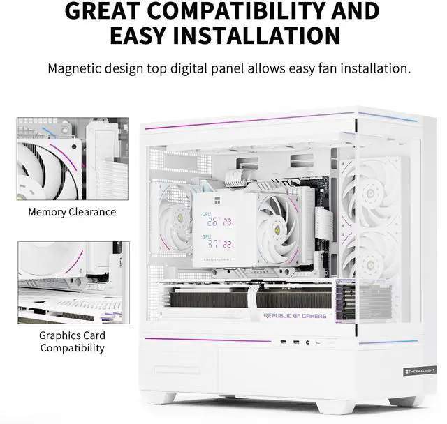 Alt view image 4 of 5 - Thermalright Phantom Spirit 120 Digital Snow CPU Air Cooler,7 Heat Pipes CPU Cooler,Dual 120mm PWM Fans,Magnetic Attraction-Digital Screen Top Cover,for AM4/AM5/Intel LGA1700/1851/1150/1151/1200