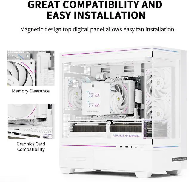 Alt view image 3 of 5 - Thermalright Phantom Spirit 120 Digital SNOW CPU Air Cooler, 7 Heat pipes CPU Cooling,Double Tower Cooling,Support for AM4/AM5/Intel lga1700/115X/1200/1851,Magnetic Attraction-Digital Screen Top Cover