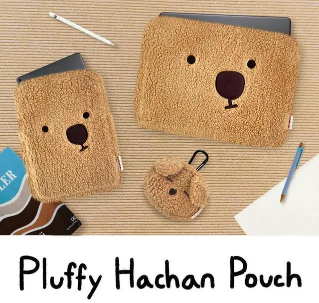 Alt view image 3 of 5 - kimhachan Pluffy HACHAN Laptop Pouch [13 inch/15 inch/17 inch] Cute Fluffy Laptop Pouch Case Sleeve for Women (Brown, 15 inch)