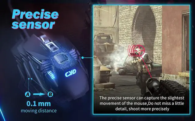 Alt view image 5 of 5 - C300 Gaming Mouse, 12800 DPI RGB Wired Gaming Mouse with 6 Backlit Modes & 7 Programmable Macro Buttons, Tunable Weight System, Computer Mice 1.6M USB Cable, Mouse Gamer for Laptop PC Mac Windows