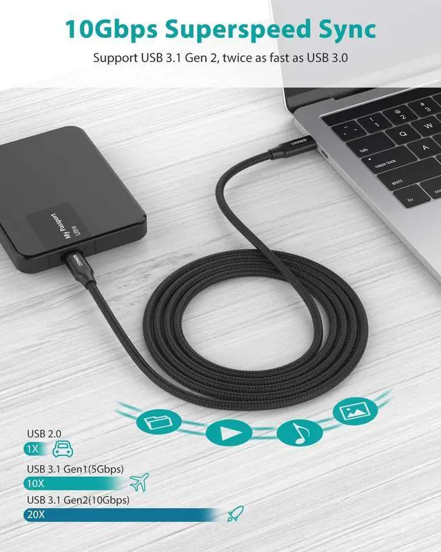 Alt view image 3 of 5 - NIMASO 100W & 10GB Data Transfer Cable and 60W Fast Charger Cable