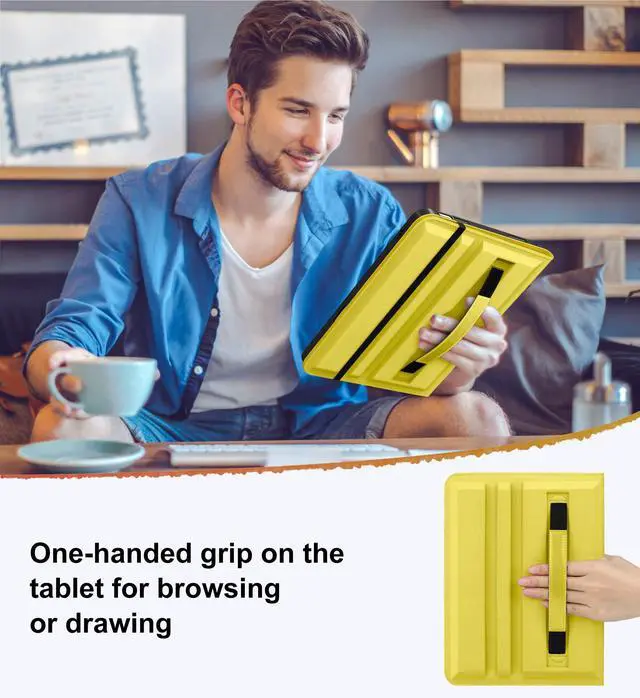 Alt view image 4 of 5 - DTTO for iPad A16 Case, iPad 11th / 10th Generation Case (2025/2022), 360 Degree Rotating Premium Leather Folio Stand Cover with Pencil Holder, Yellow