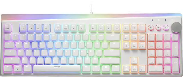 Main image of i-rocks K71M RGB Mechanical Gaming Keyboard with Media Control Knob, Switches (Brown), 107 Keys w/Full NKRO, PBT Keycaps, Multimedia Hotkeys, Detachable USB-C Cable and Onboard Storage, White