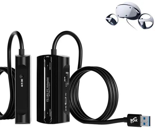 Main image of PSVR2 PC Adapter Accessories Kit.Includes DP1.4Cable and Expandable Power Adapter. Expand Your PSVR2 Game Library to Achieve Stable Links,Reduce Game Latency,Keep Your equipment Running smoothly.Black