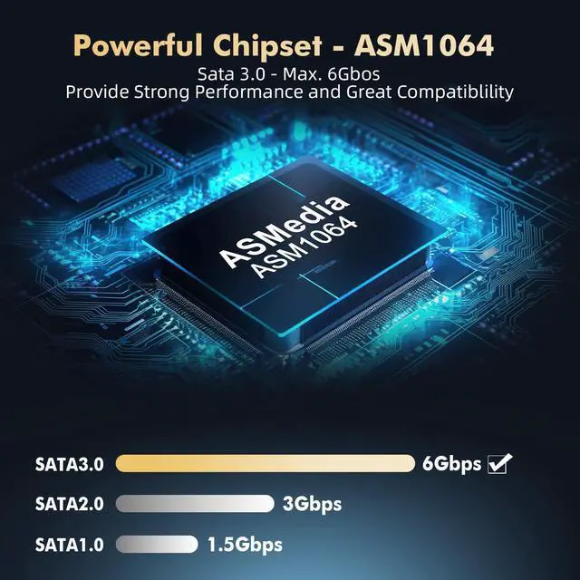 Alt view image 3 of 5 - M.2 to SATA Card 4 Port, 6Gbps SATA 3.0 Binardat Controller, Includes 4 Cables, for Windows 10/11